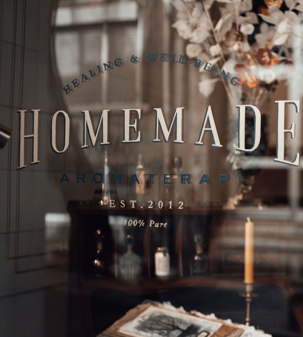 Business name lettering applied to a shop window