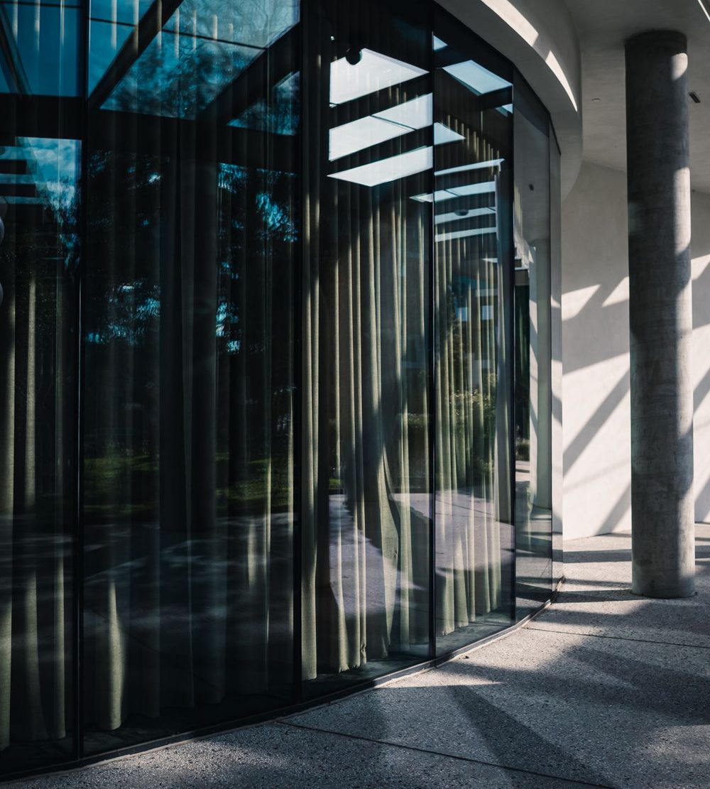 Tinted glass on a commercial office building